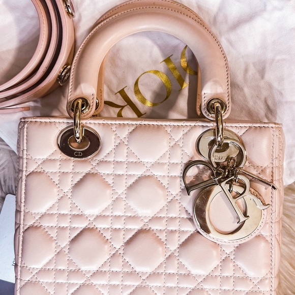 SOLD 💯 Authentic Lambskin Cannage Lady Dior Small Light Pink - Picture 2 of 10